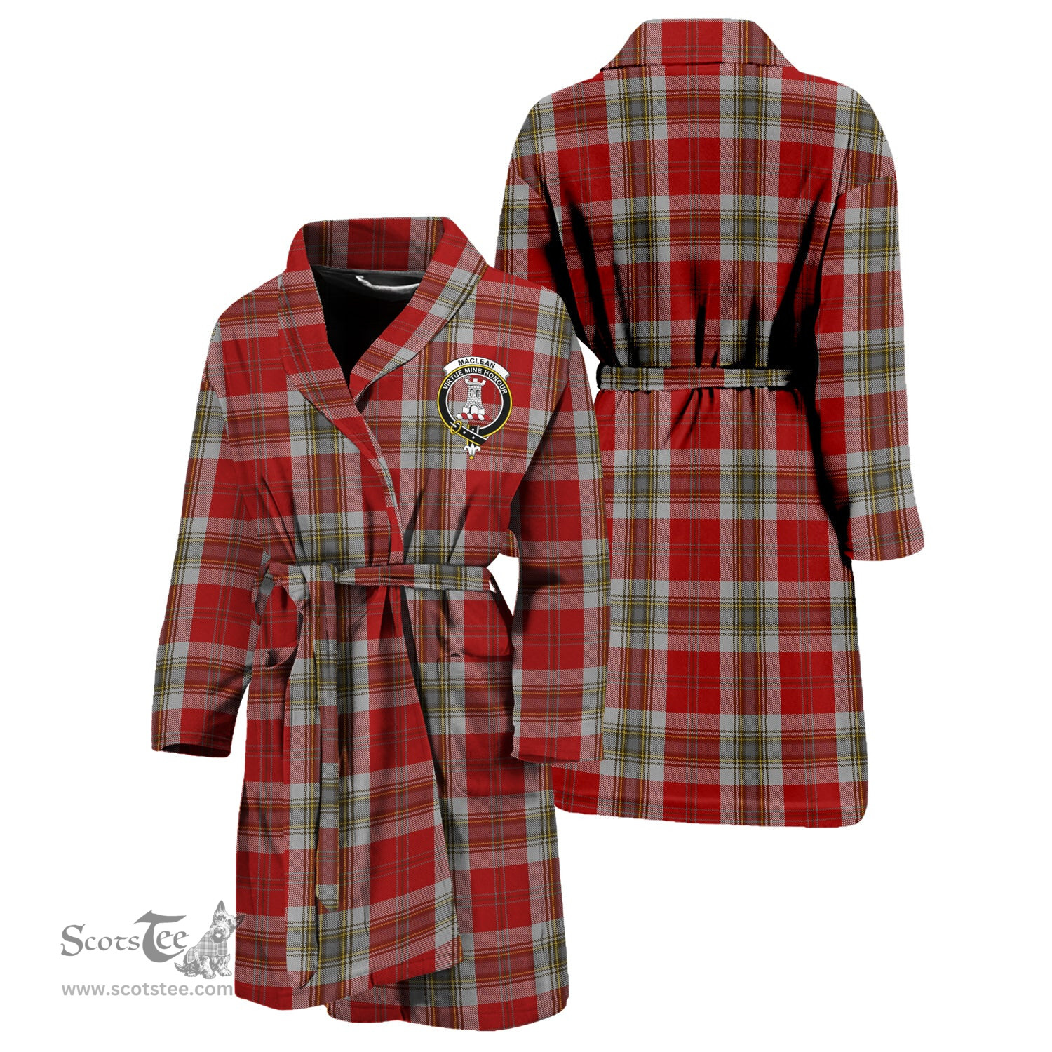 Scottish MacLean of Duart Dress Red Clan Family Crest Tartan Bathrobe