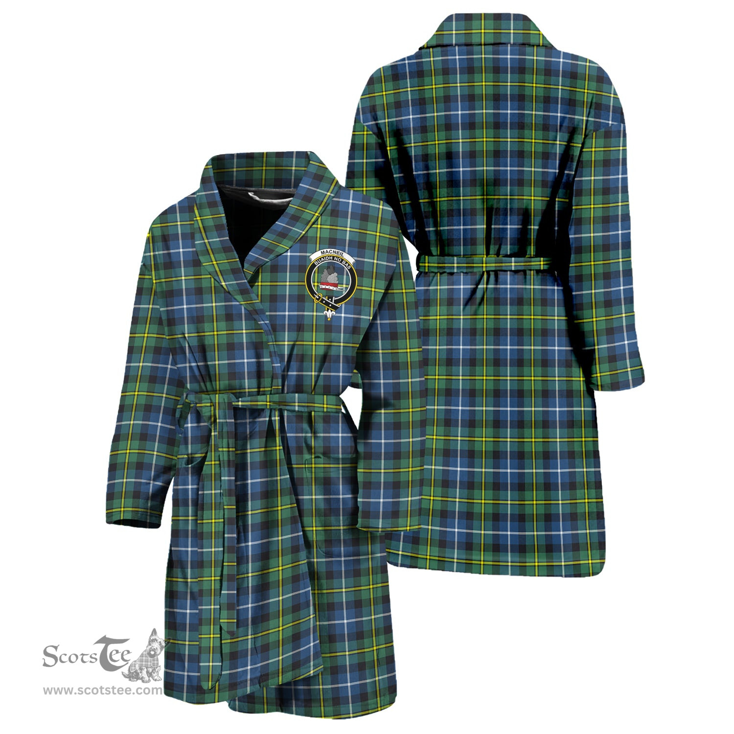 Scottish MacNeil of Barra Ancient Clan Family Crest Tartan Bathrobe