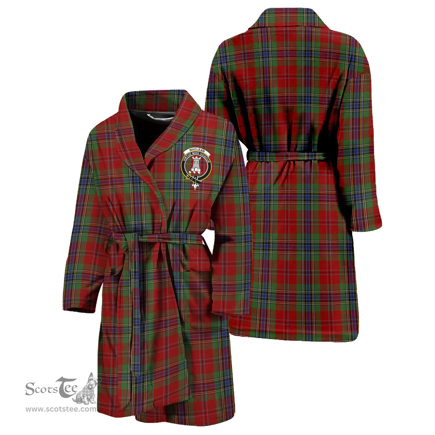 Scottish MacLean of Duart Clan Family Crest Tartan Bathrobe