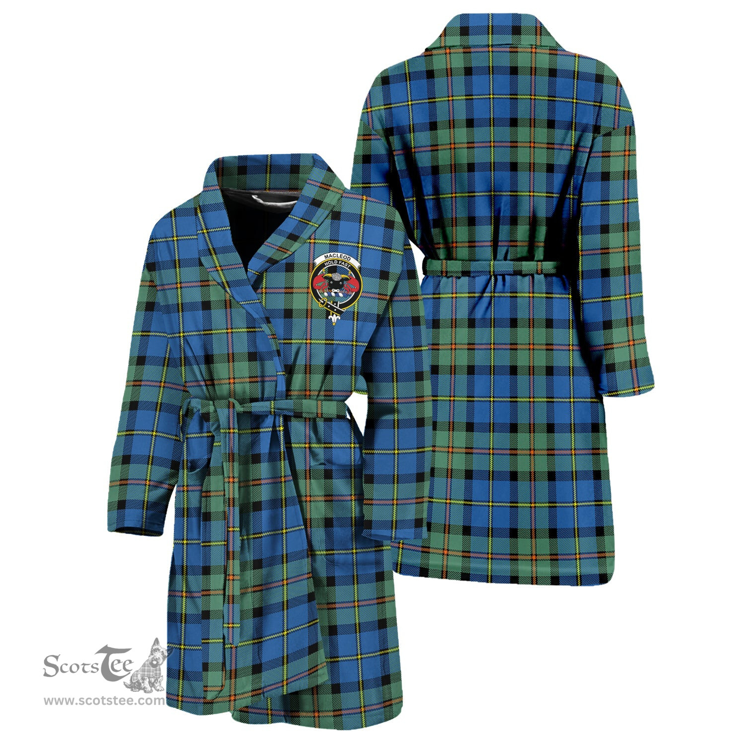 Scottish MacLeod of Harris Ancient Clan Family Crest Tartan Bathrobe