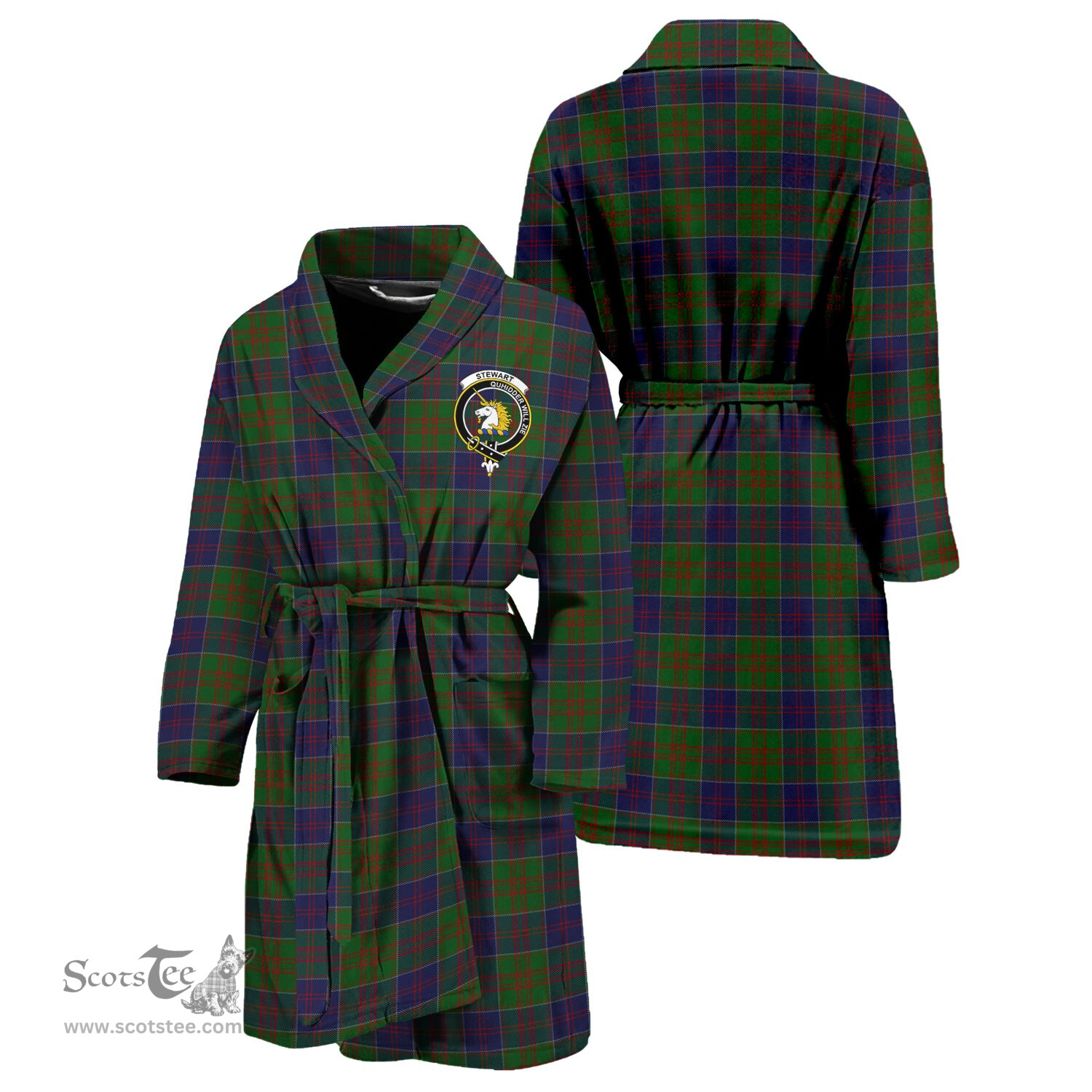 Scottish Stewart of Appin Hunting Clan Family Crest Tartan Bathrobe