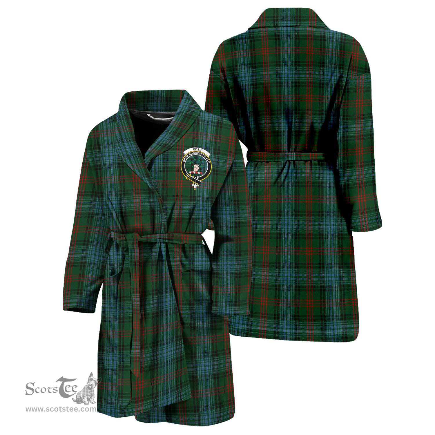 Scottish Ross Hunting Clan Family Crest Tartan Bathrobe