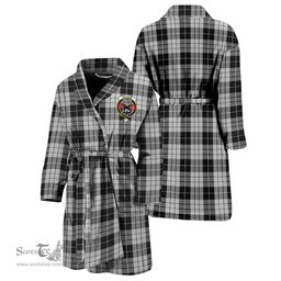 Scottish MacLeod Black and White Clan Family Crest Tartan Bathrobe