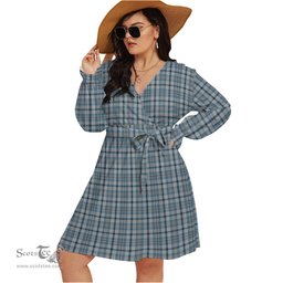 Scottish Conquergood Clan Tartan Womens V-neck Dress With Waistband Tartan Dress Plus Size