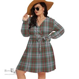 Scottish MacBain Dress Clan Tartan Womens V-neck Dress With Waistband Tartan Dress Plus Size