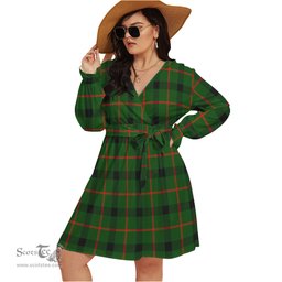 Scottish Kincaid Modern Clan Tartan Womens V-neck Dress With Waistband Tartan Dress Plus Size