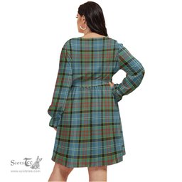 Scottish Paisley Clan Tartan Womens V-neck Dress With Waistband Tartan Dress Plus Size