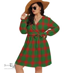 Scottish Middleton Modern Clan Tartan Womens V-neck Dress With Waistband Tartan Dress Plus Size