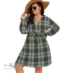 Scottish Taylor Dress Clan Tartan Womens V-neck Dress With Waistband Tartan Dress Plus Size