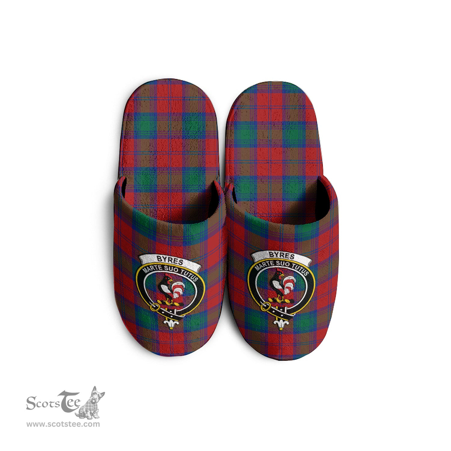 Scottish Byres (Byses) Clan Family Crest Tartan House Slippers