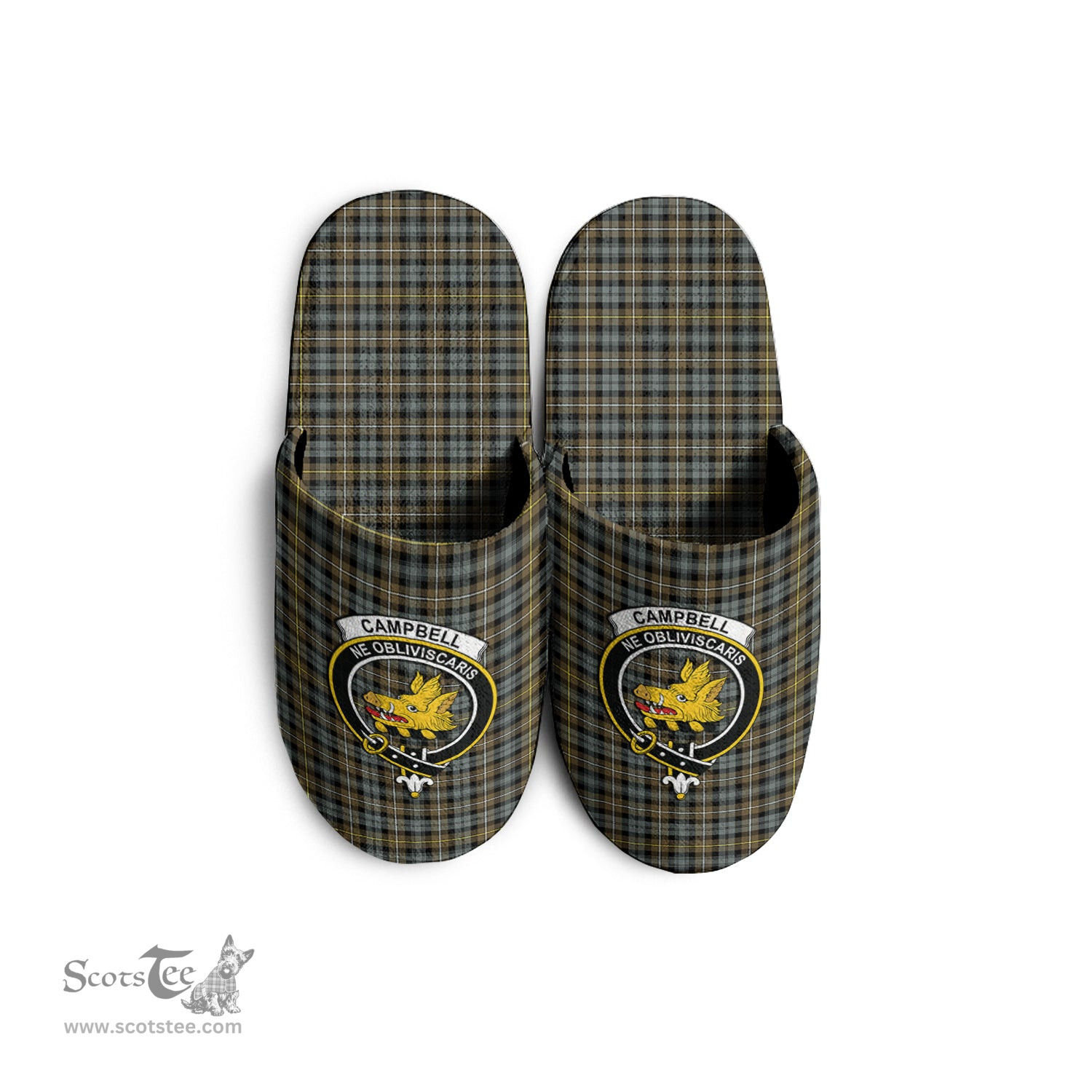 Scottish Campbell Argyll Weathered Clan Family Crest Tartan House Slippers