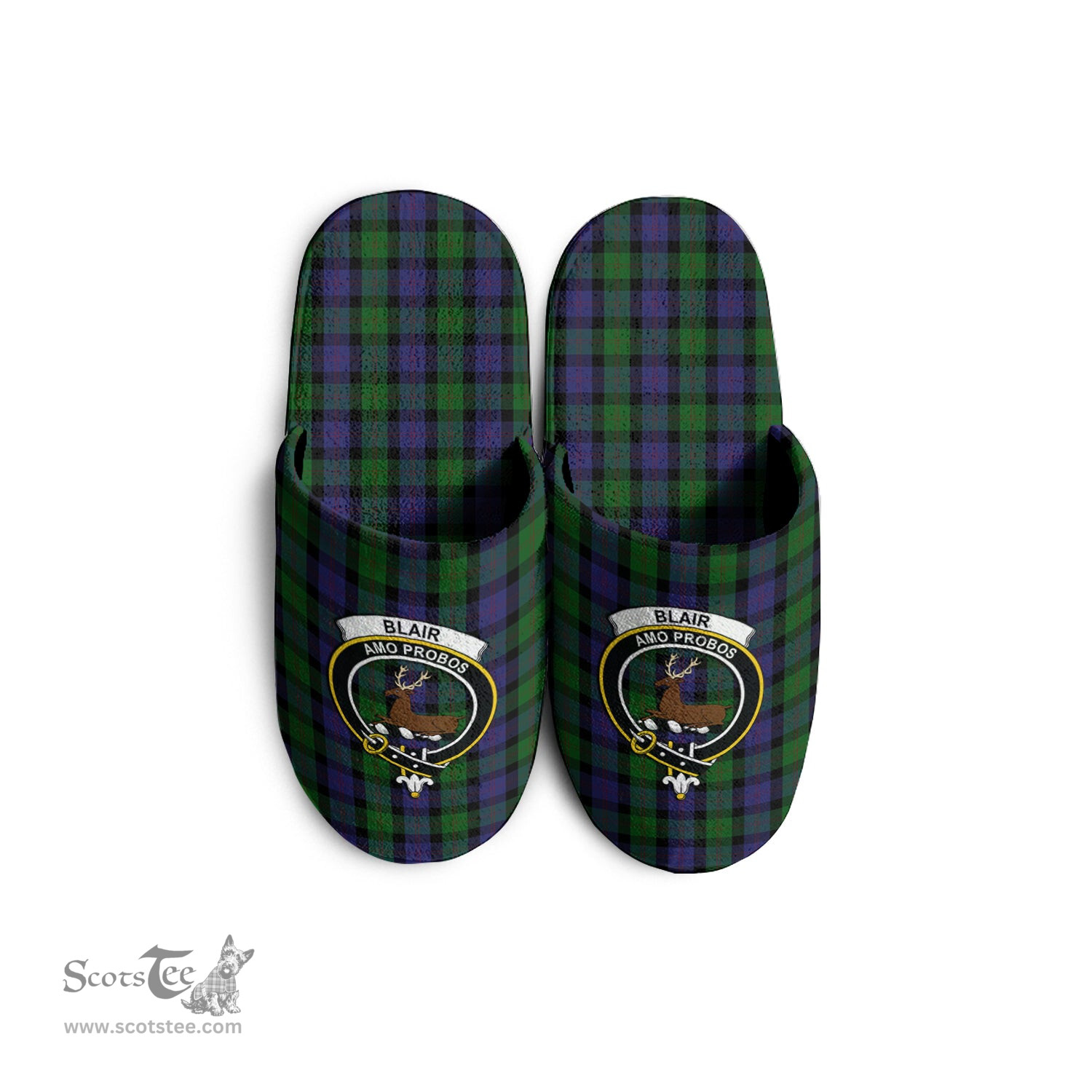 Scottish Blair Clan Family Crest Tartan House Slippers