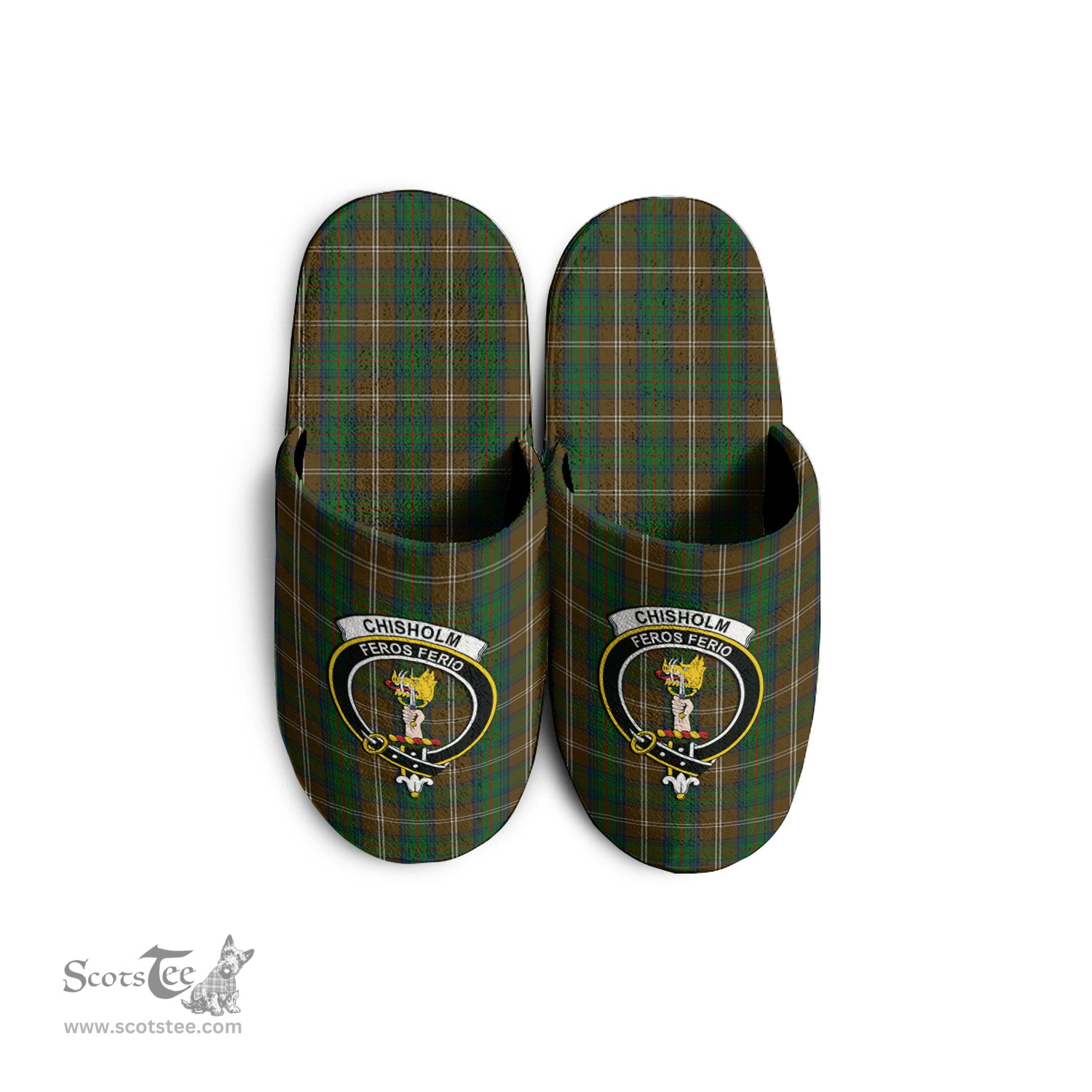 Scottish Chisholm Hunting Clan Family Crest Tartan House Slippers