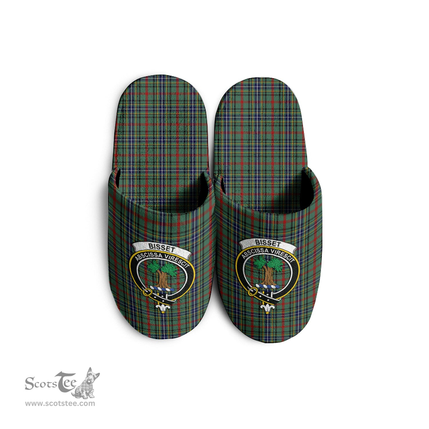 Scottish Bisset Clan Family Crest Tartan House Slippers
