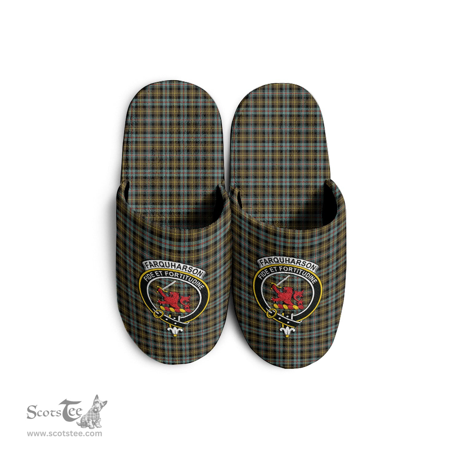 Scottish Farquharson Weathered Clan Family Crest Tartan House Slippers