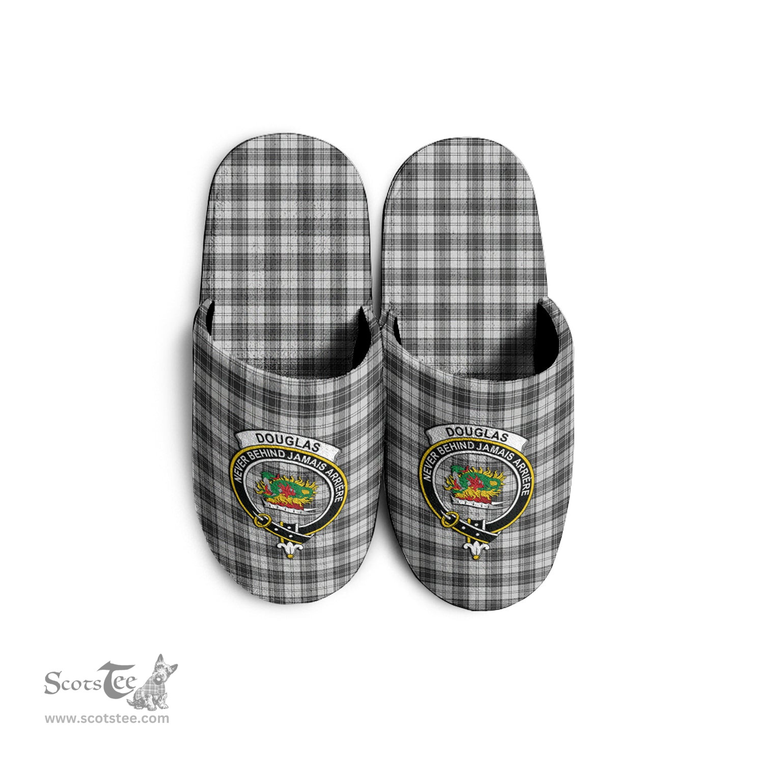 Scottish Douglas Grey Modern Clan Family Crest Tartan House Slippers