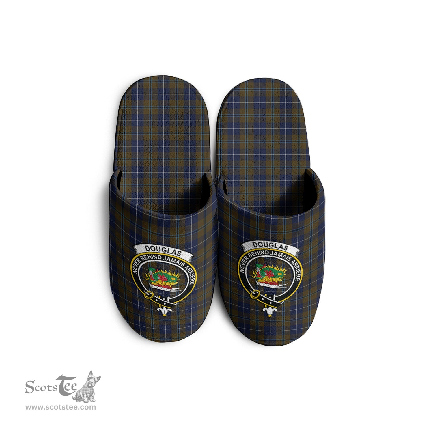 Scottish Douglas Brown Clan Family Crest Tartan House Slippers