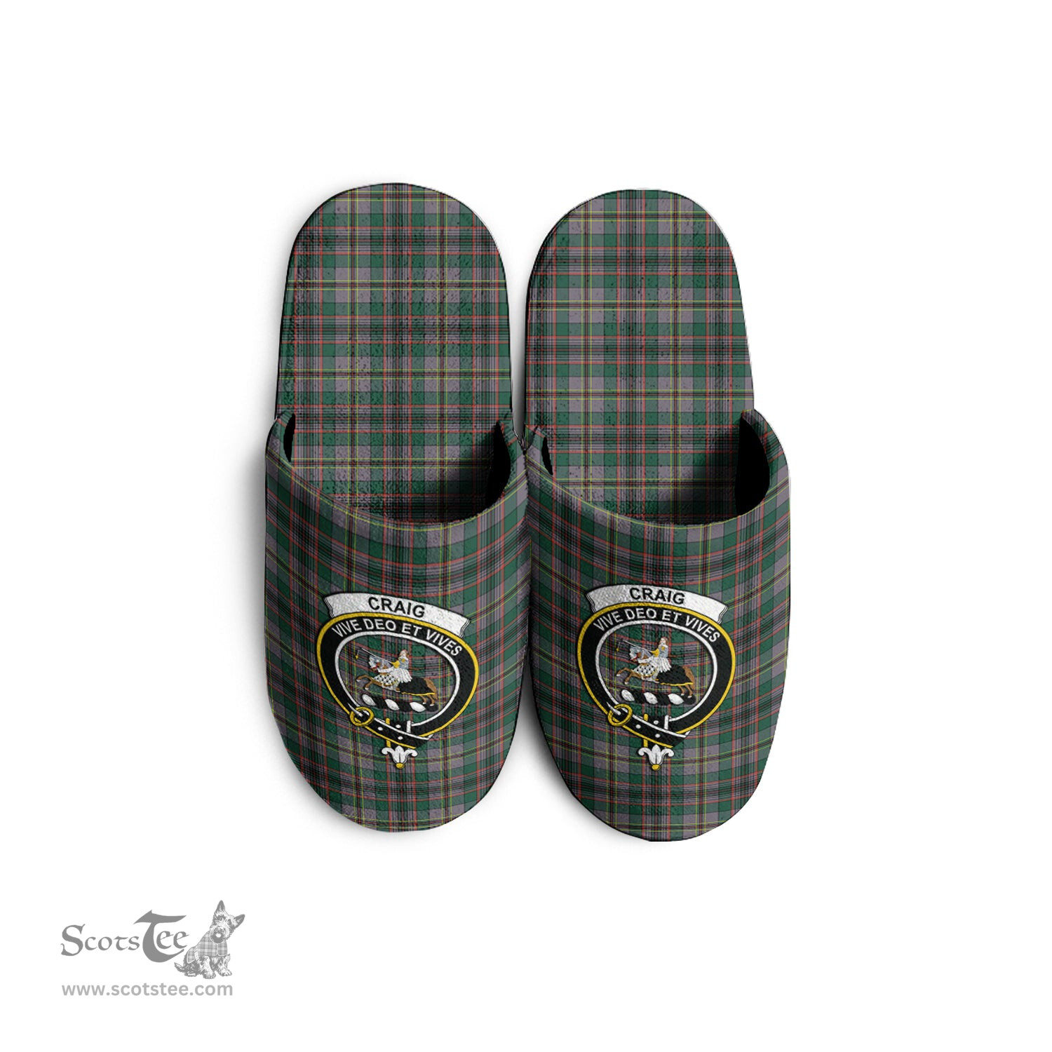 Scottish Craig Ancient Clan Family Crest Tartan House Slippers