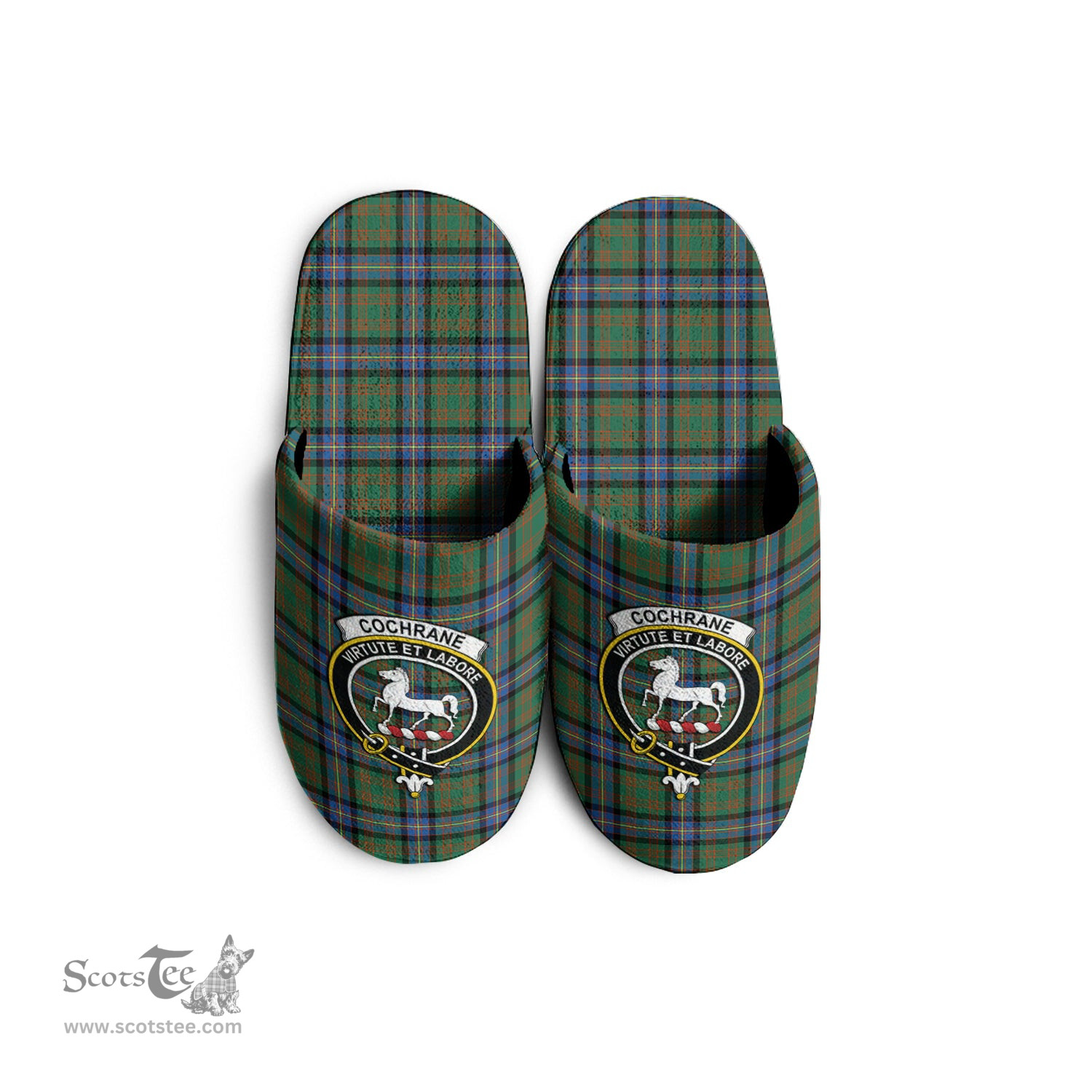 Scottish Cochrane Ancient Clan Family Crest Tartan House Slippers