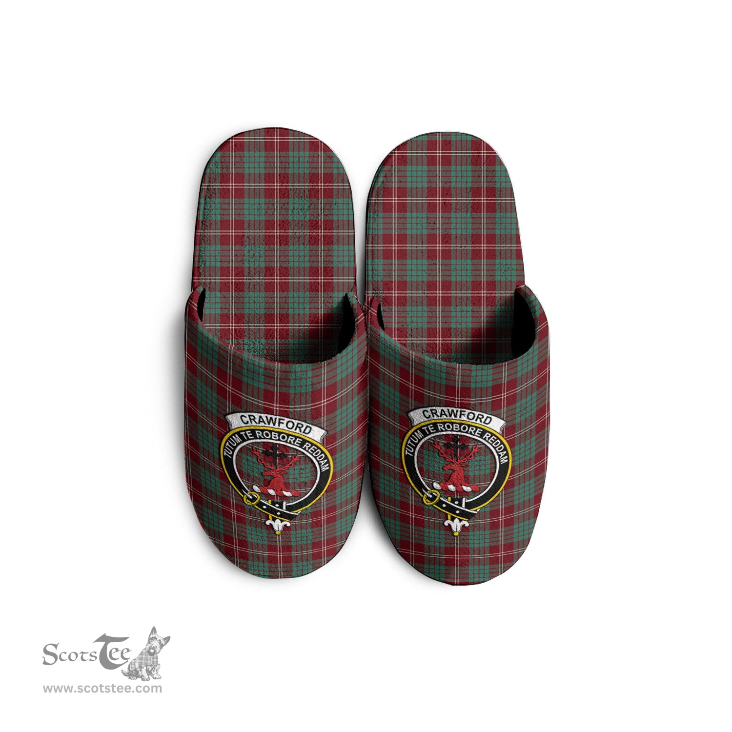 Scottish Crawford Modern Clan Family Crest Tartan House Slippers