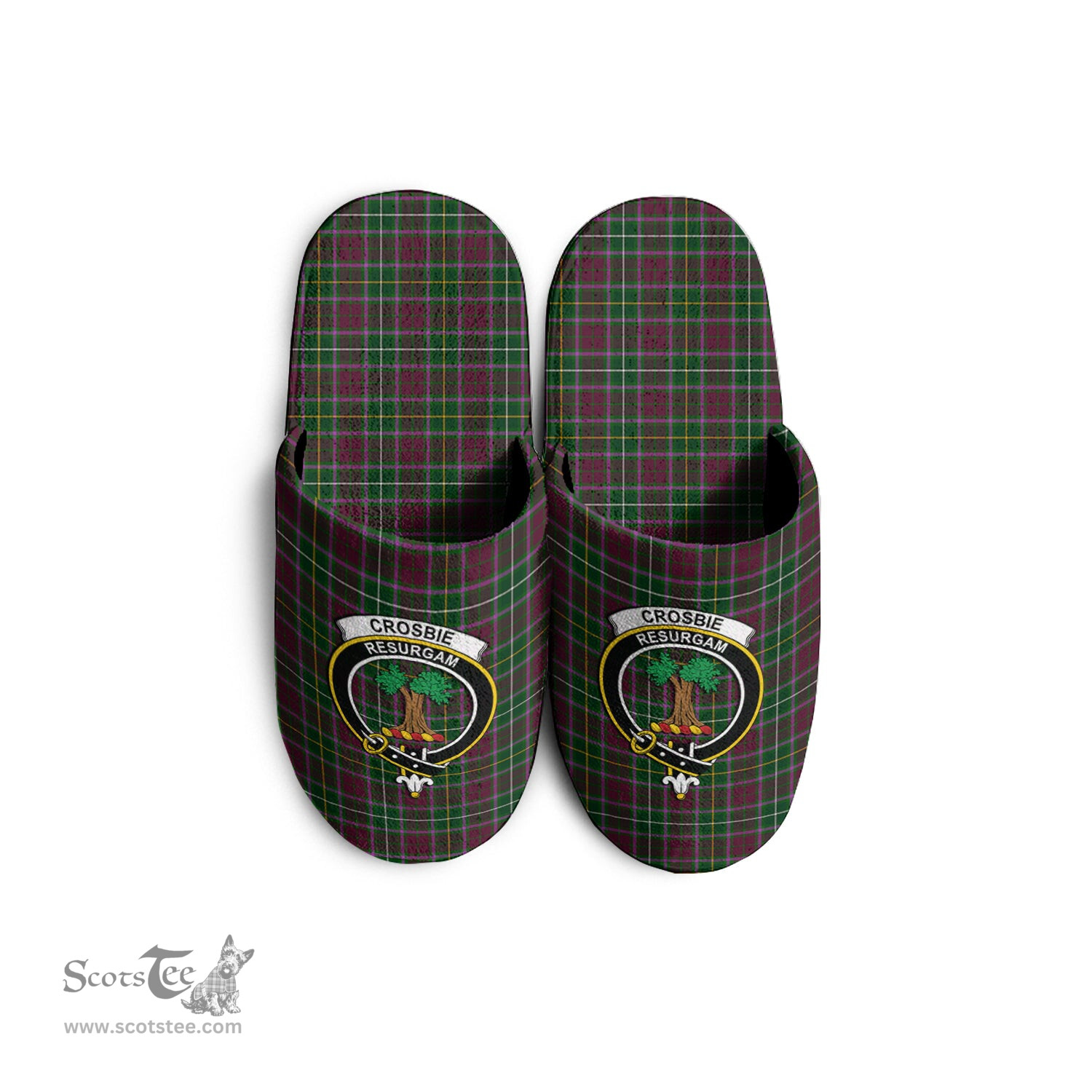 Scottish Crosbie Clan Family Crest Tartan House Slippers