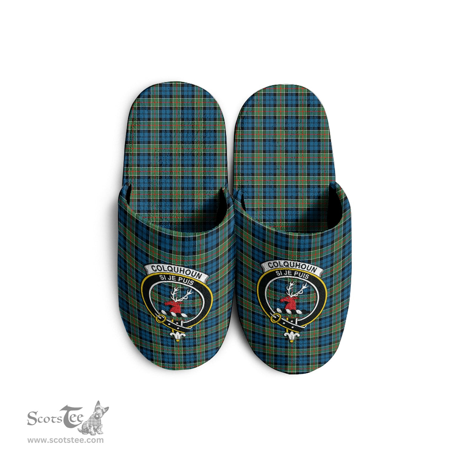 Scottish Colquhoun Ancient Clan Family Crest Tartan House Slippers