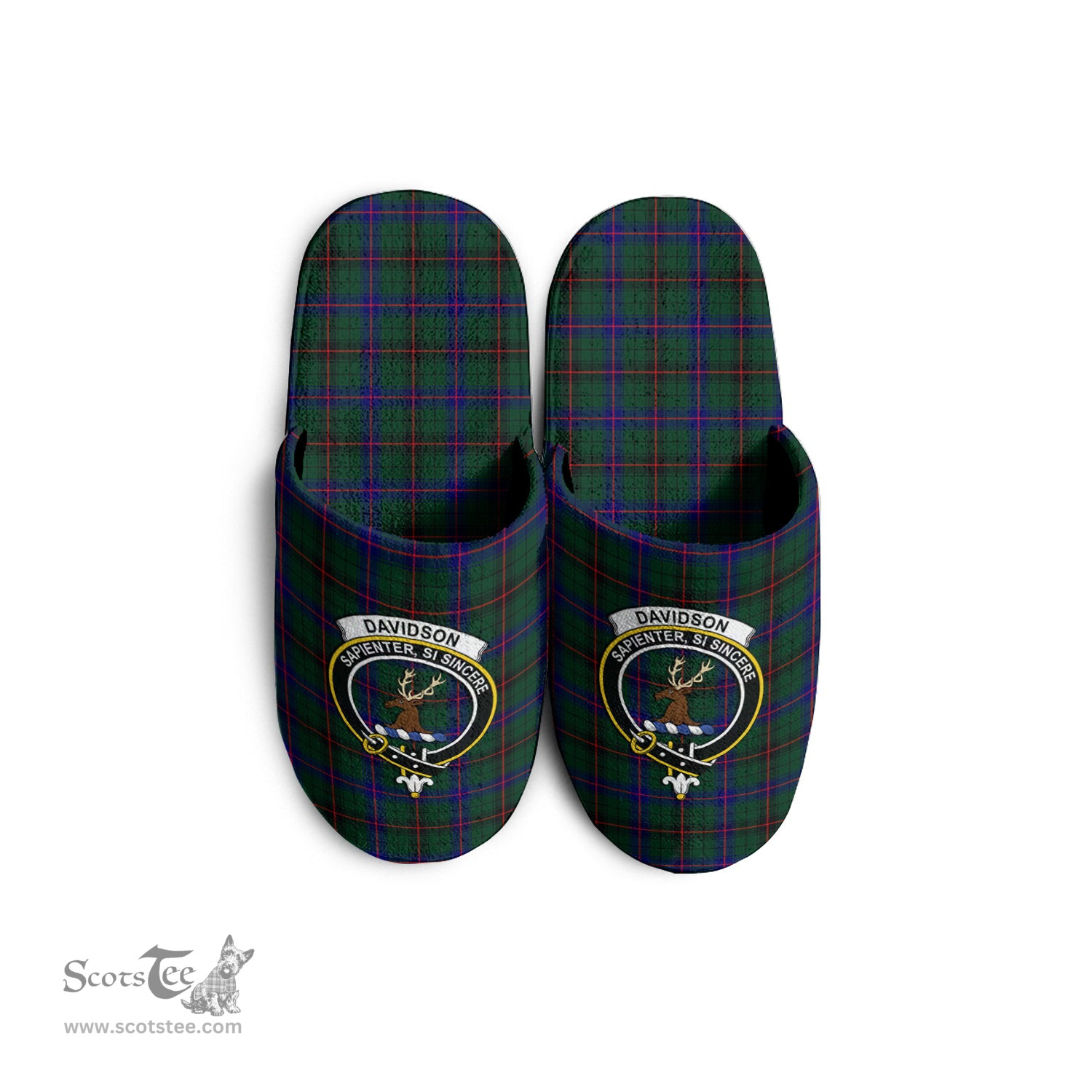 Scottish Davidson Modern Clan Family Crest Tartan House Slippers