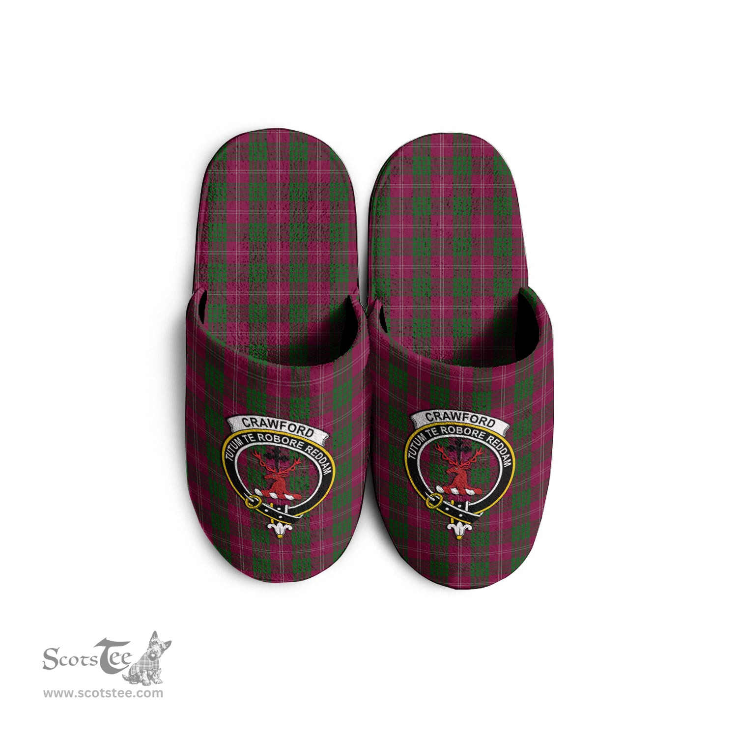 Scottish Crawford Clan Family Crest Tartan House Slippers