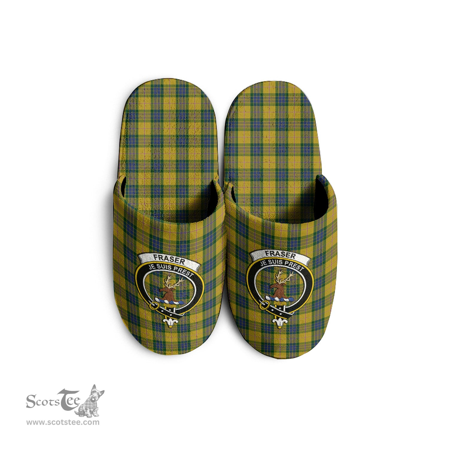 Scottish Fraser Yellow Clan Family Crest Tartan House Slippers