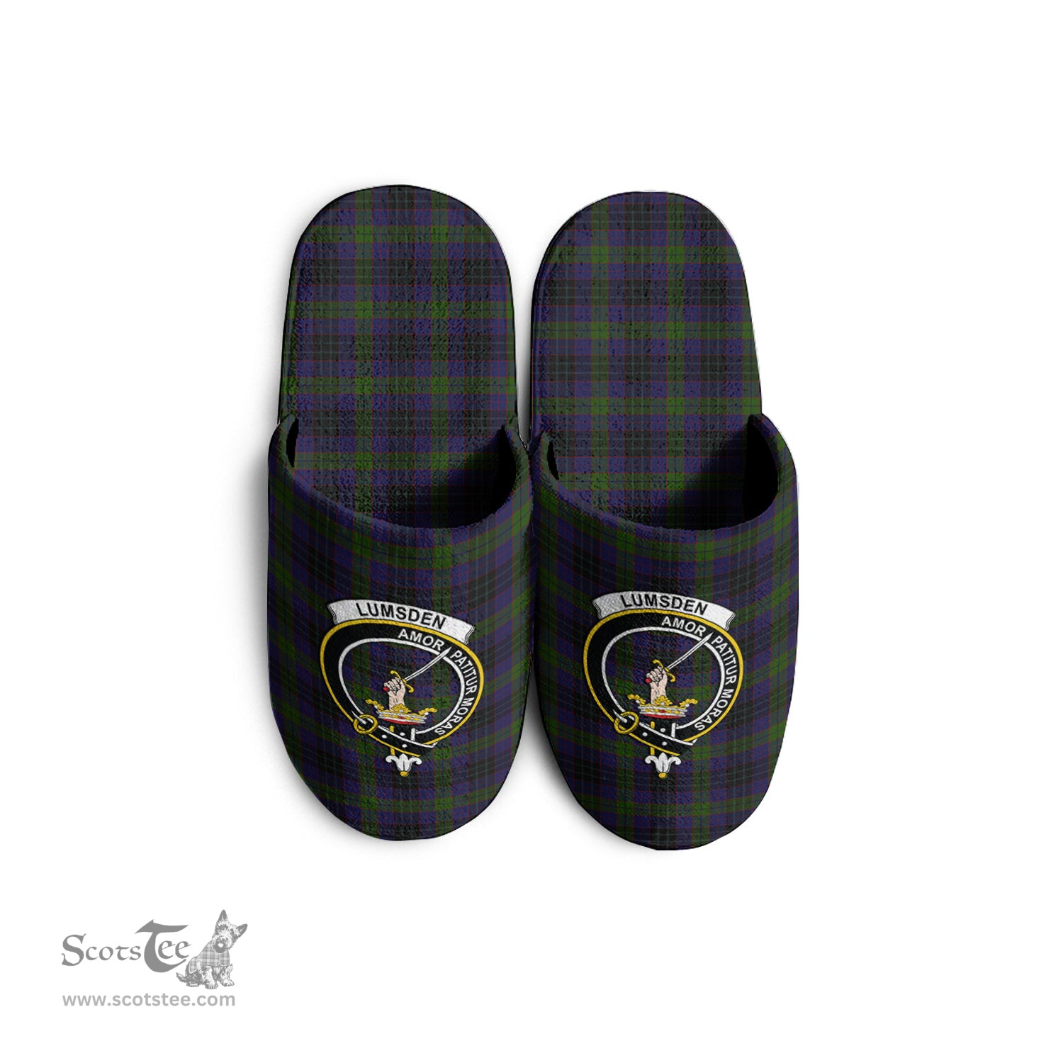 Scottish Lumsden Hunting Clan Family Crest Tartan House Slippers