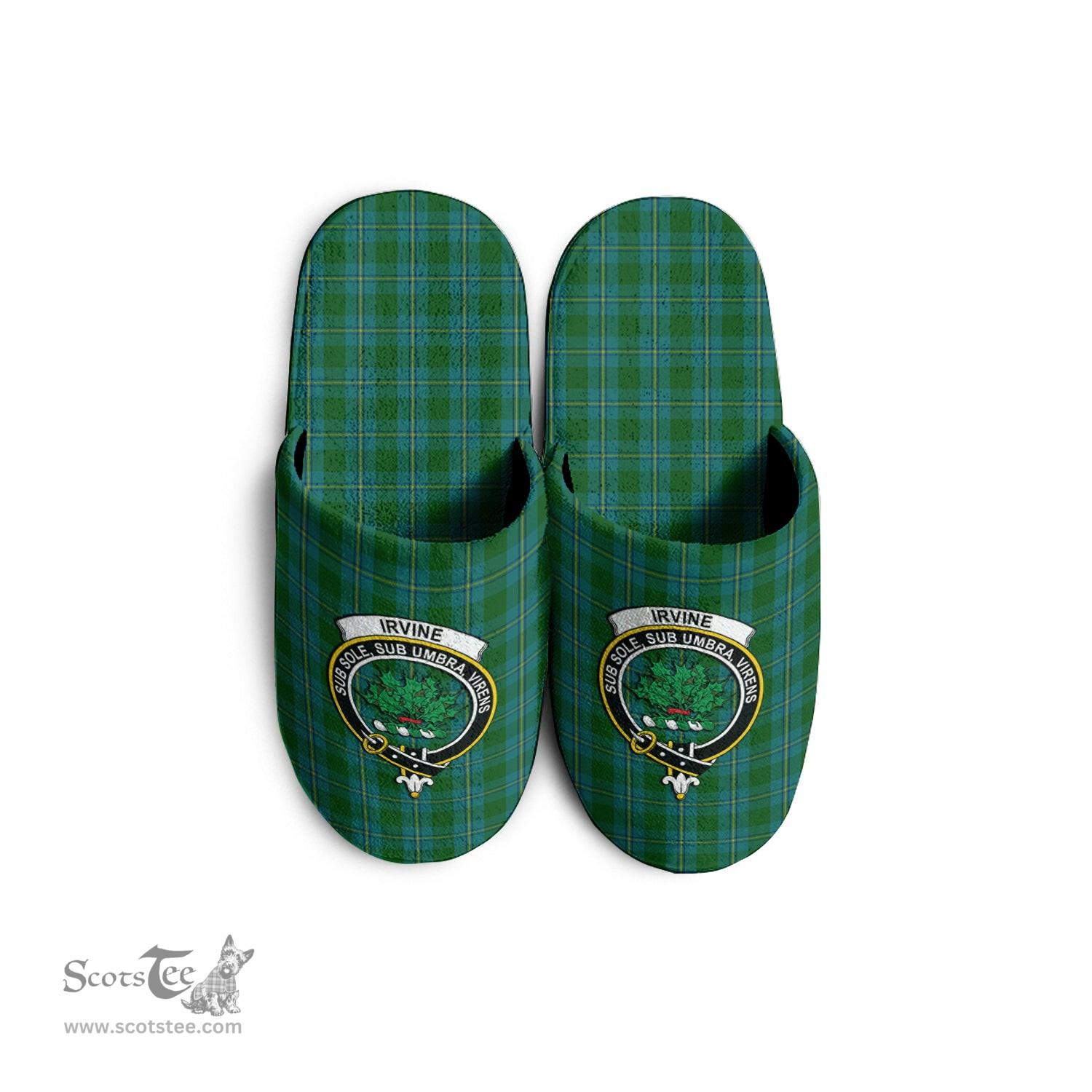 Scottish Irvine of Bonshaw Clan Family Crest Tartan House Slippers