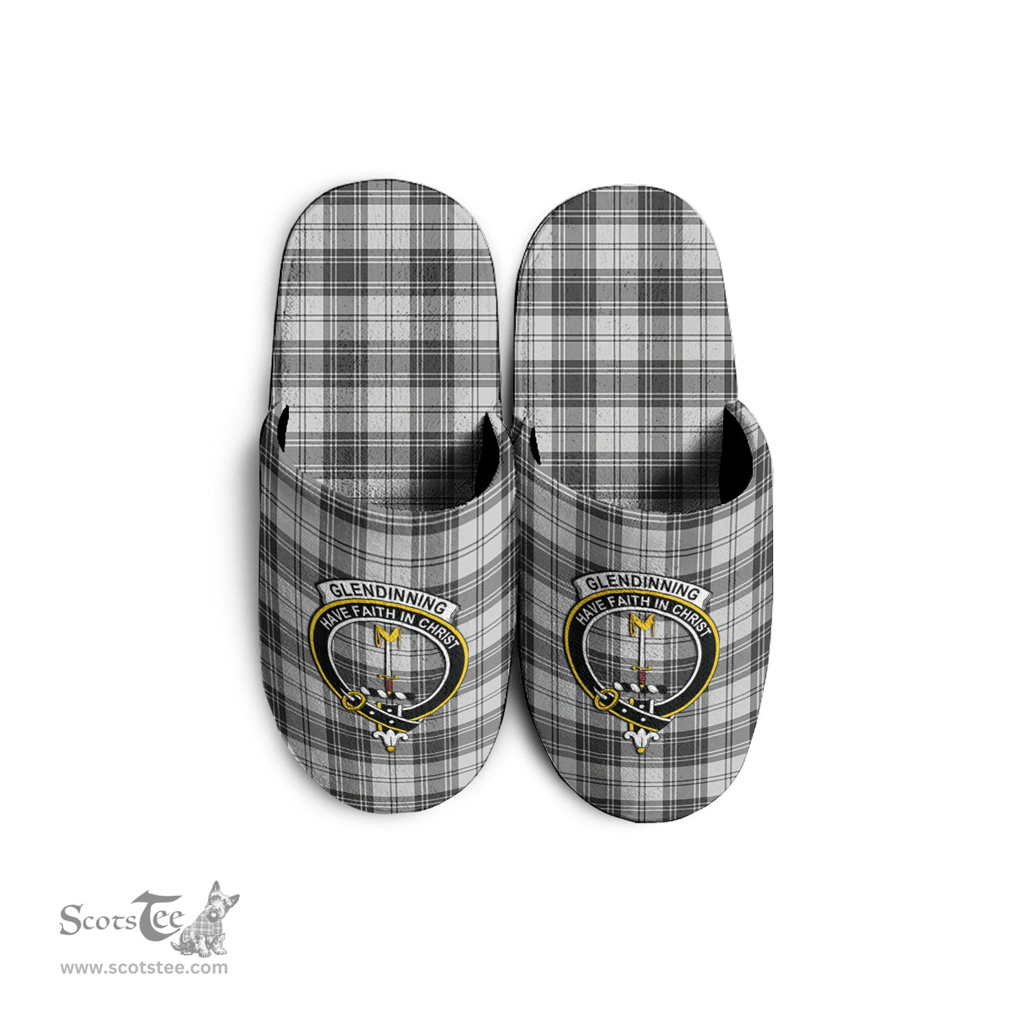 Scottish Glendinning Clan Family Crest Tartan House Slippers