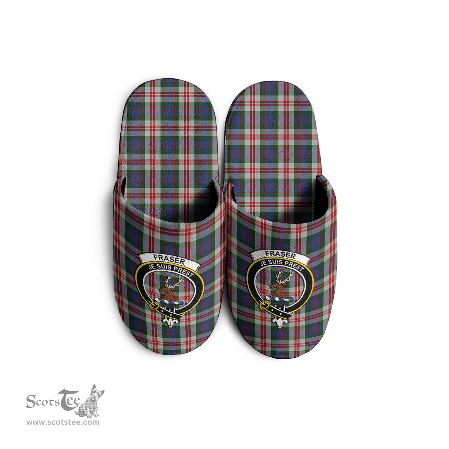 Scottish Fraser Red Dress Clan Family Crest Tartan House Slippers