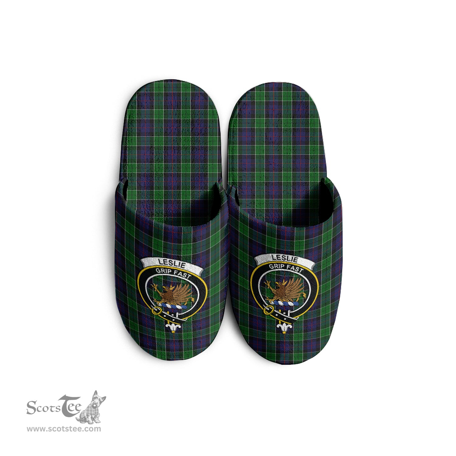 Scottish Leslie Hunting Clan Family Crest Tartan House Slippers