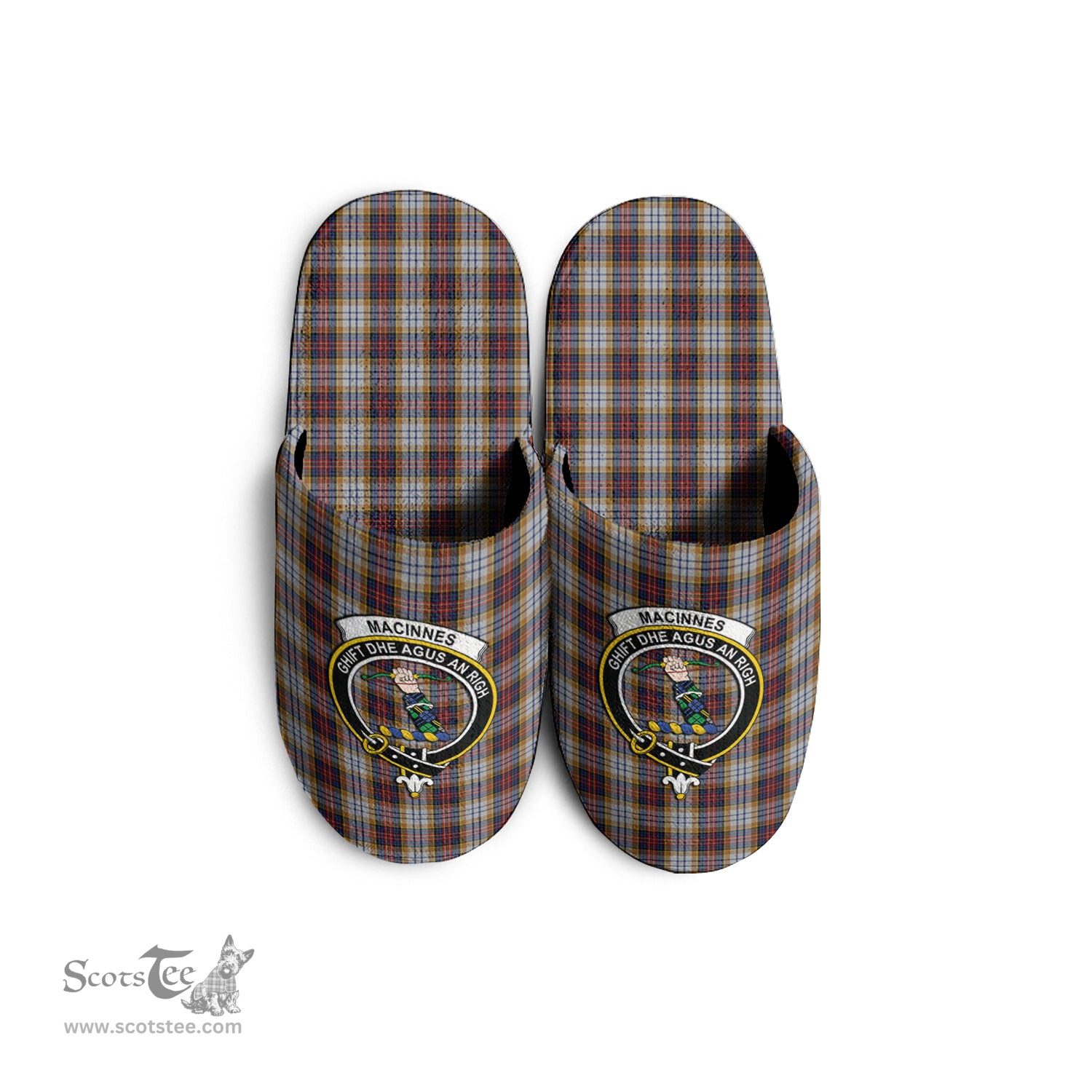 Scottish MacInnes Ancient Hunting Clan Family Crest Tartan House Slippers