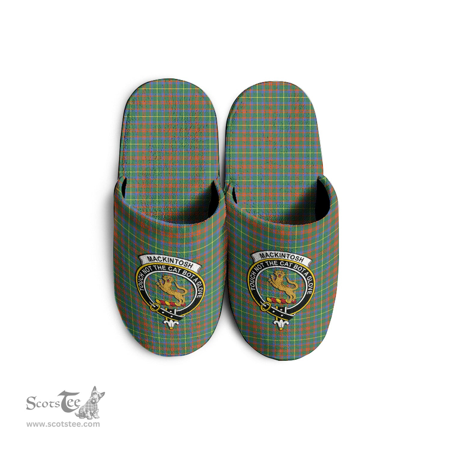Scottish MacKintosh Hunting Ancient Clan Family Crest Tartan House Slippers
