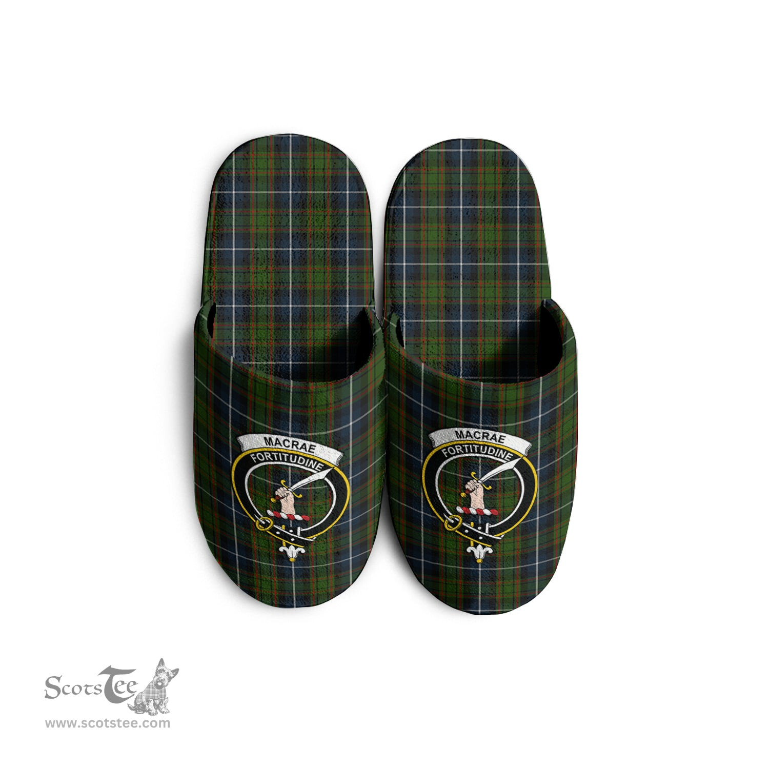 Scottish MacRae Hunting Clan Family Crest Tartan House Slippers