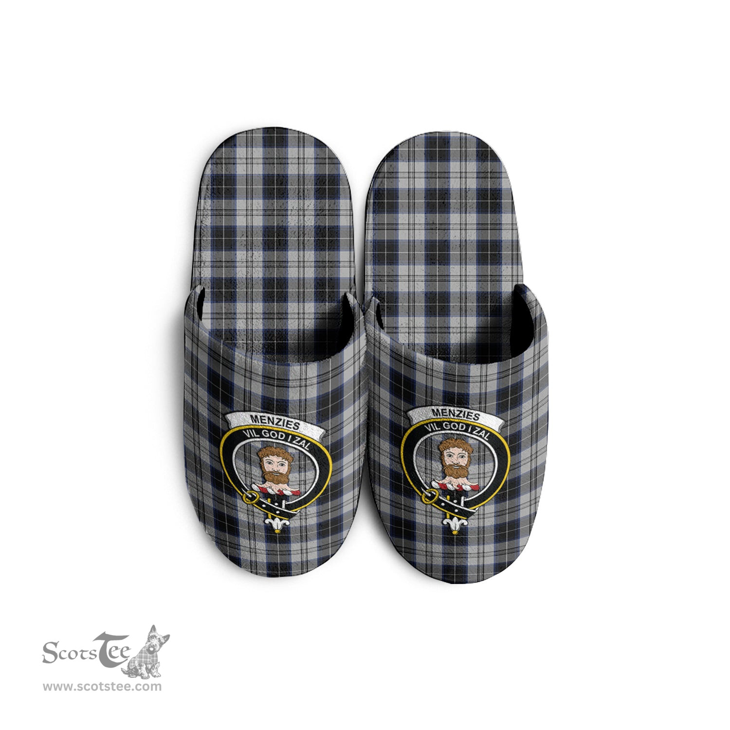Scottish Menzies Black Dress Clan Family Crest Tartan House Slippers