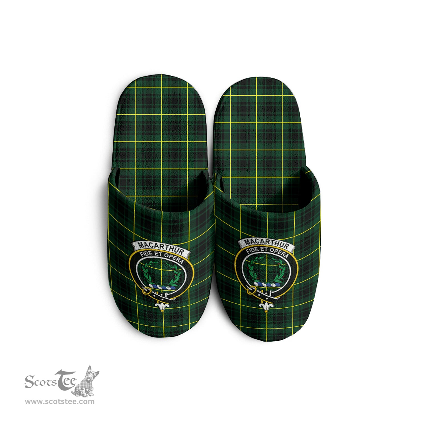 Scottish MacArthur Modern Clan Family Crest Tartan House Slippers