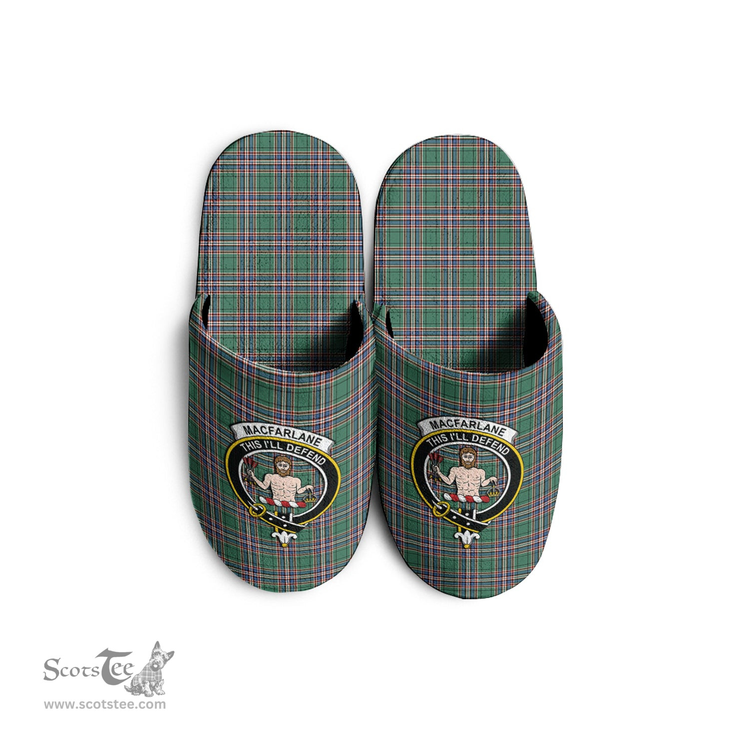 Scottish MacFarlane Hunting Ancient Clan Family Crest Tartan House Slippers