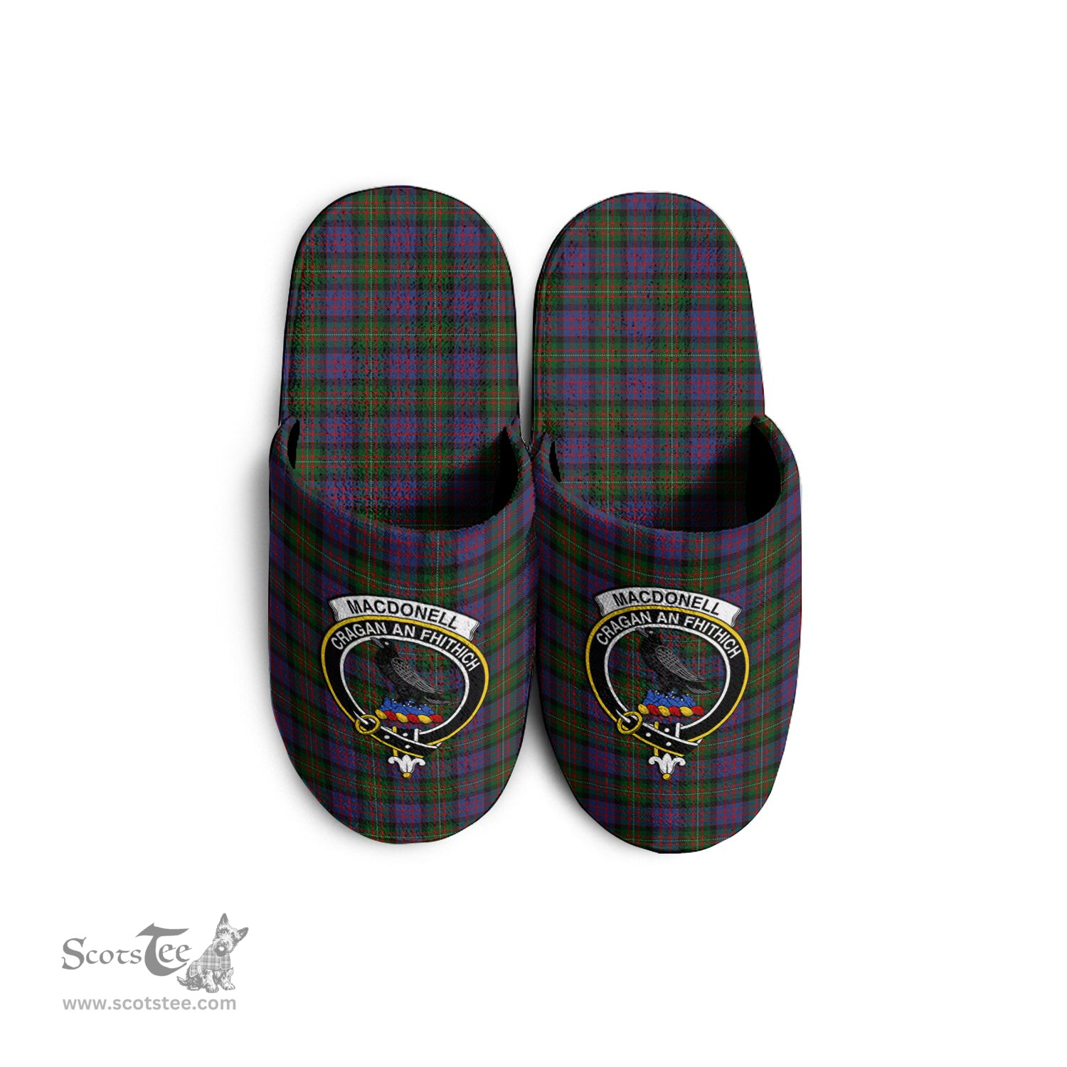Scottish MacDonell of Glengarry Clan Family Crest Tartan House Slippers
