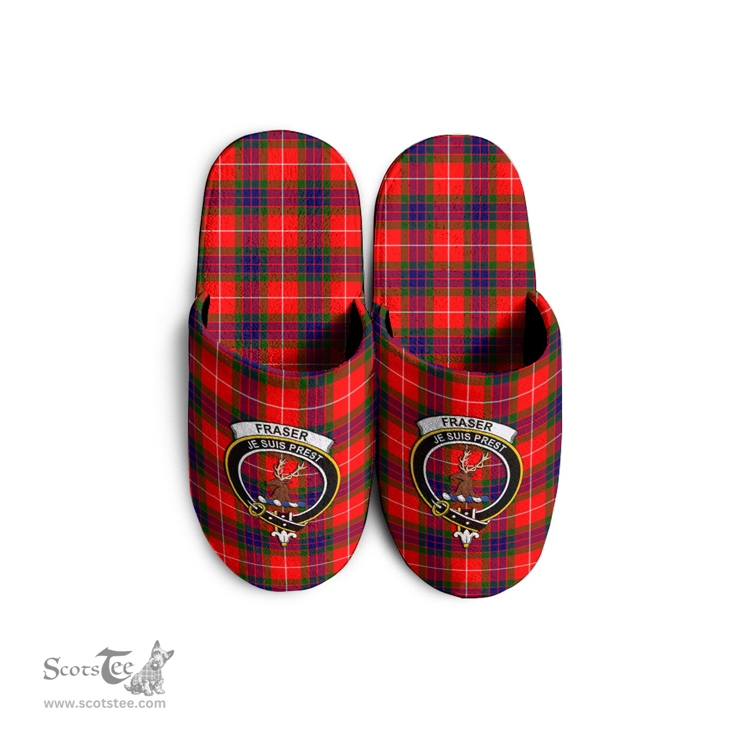 Scottish Fraser Modern Clan Family Crest Tartan House Slippers