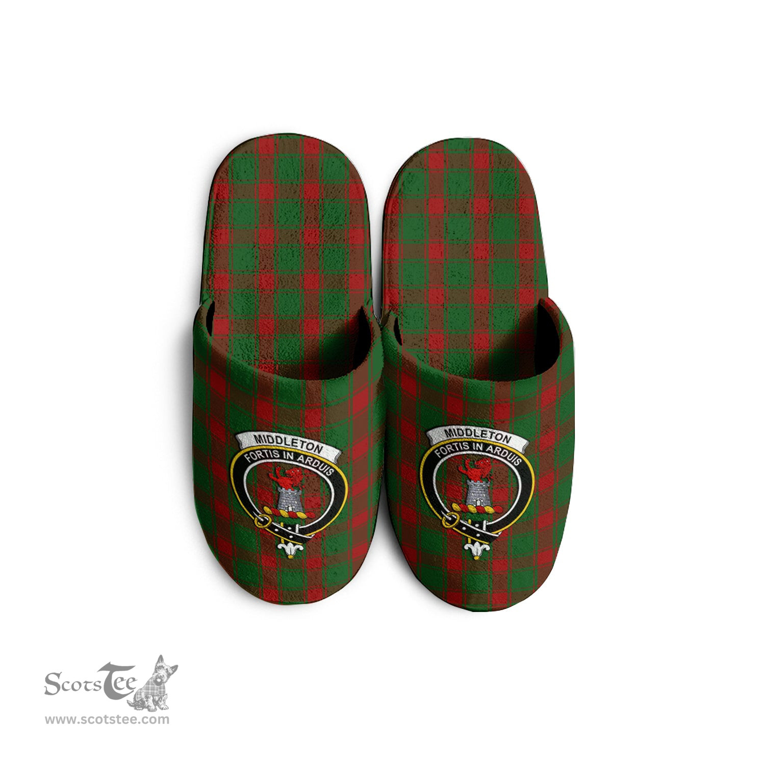 Scottish Middleton Clan Family Crest Tartan House Slippers