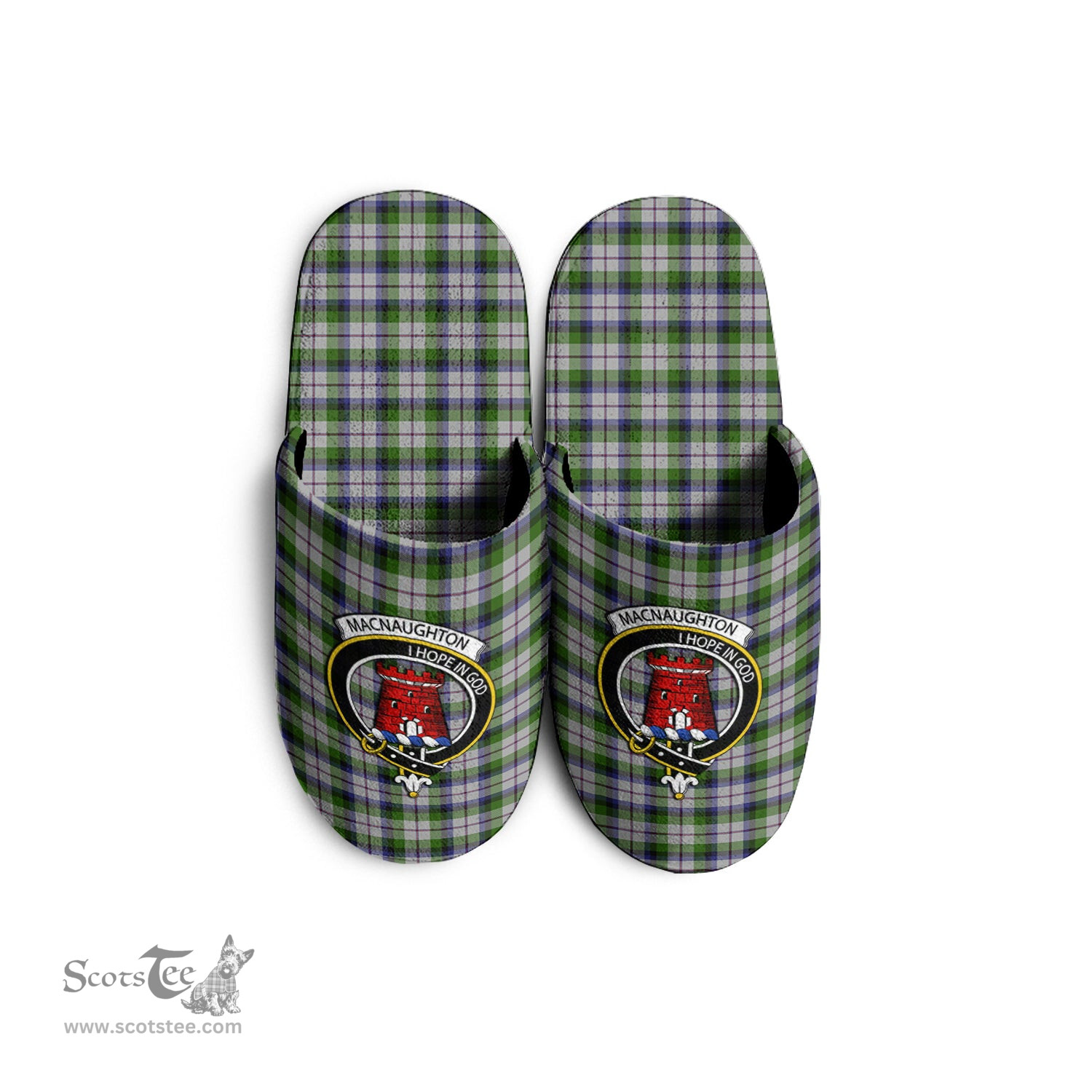 Scottish MacNaughton Dress Clan Family Crest Tartan House Slippers