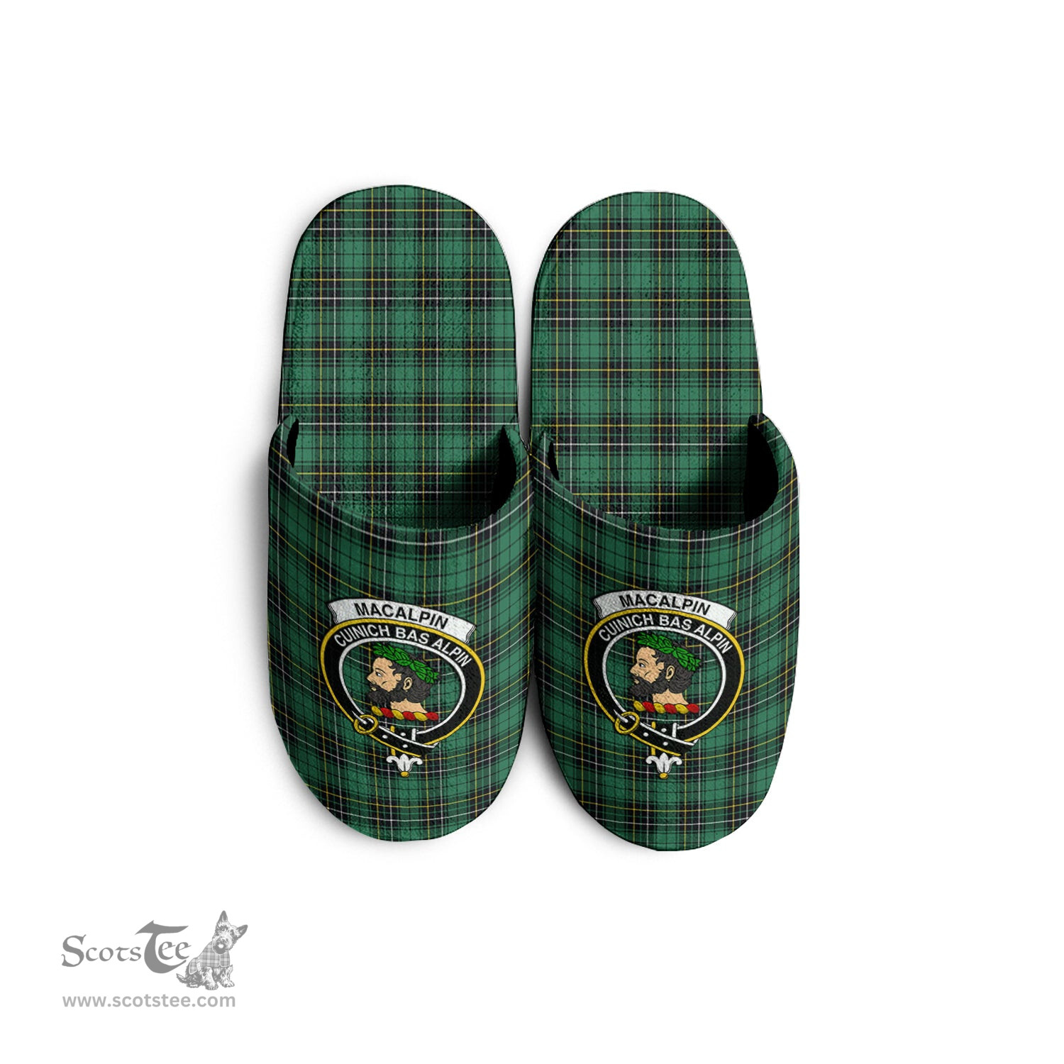 Scottish MacAlpin Ancient Clan Family Crest Tartan House Slippers