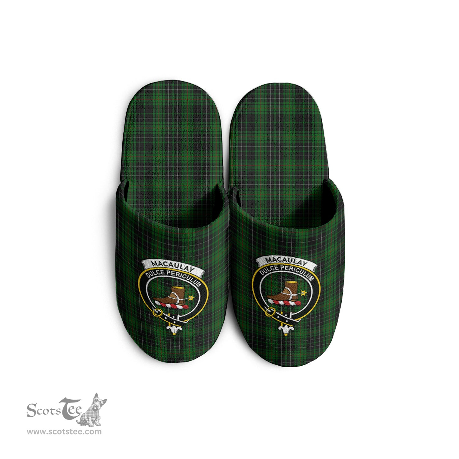 Scottish MacAulay Hunting Clan Family Crest Tartan House Slippers