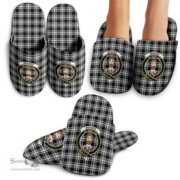 Scottish Menzies Black and White Clan Family Crest Tartan House Slippers