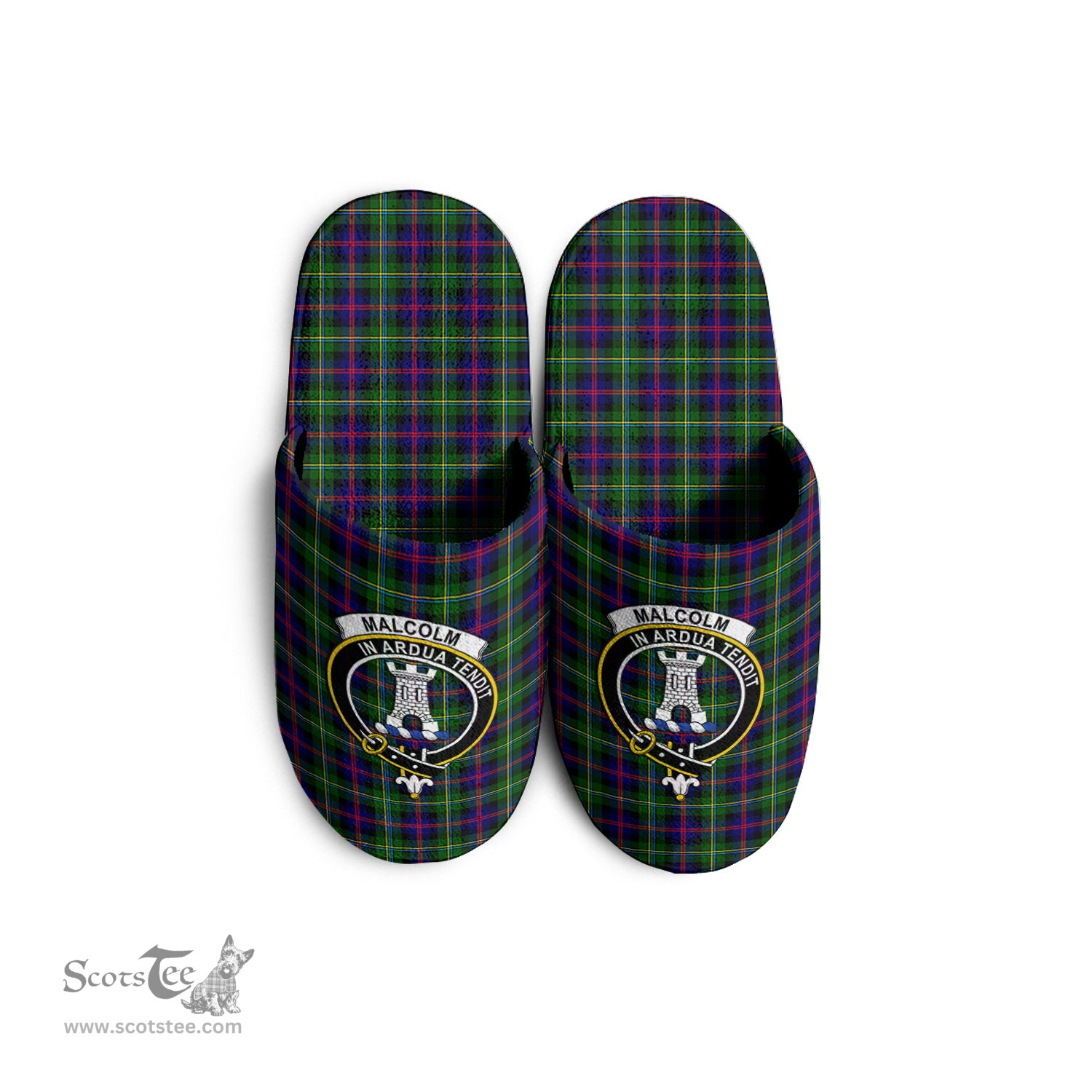 Scottish Malcolm Clan Family Crest Tartan House Slippers