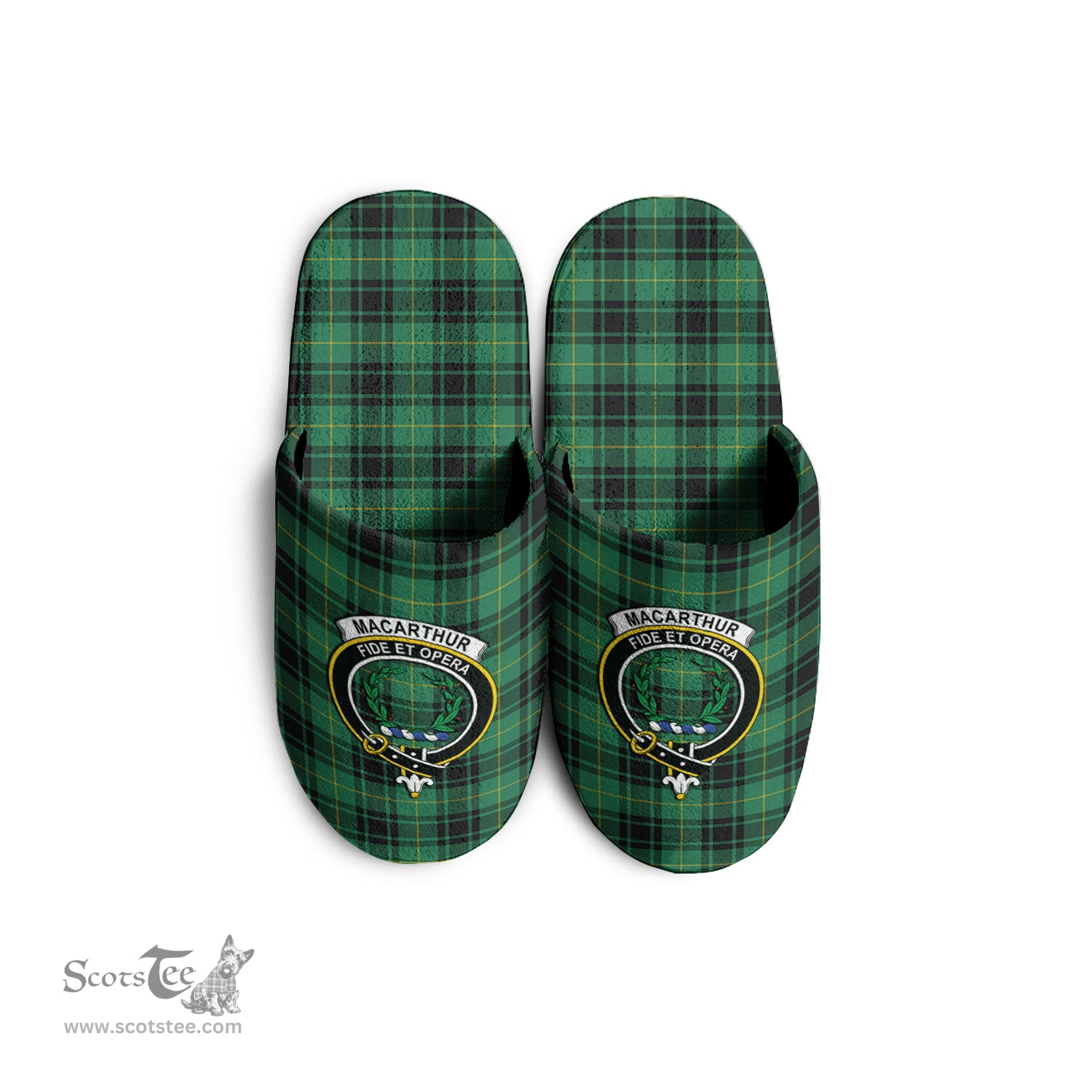 Scottish MacArthur Ancient Clan Family Crest Tartan House Slippers