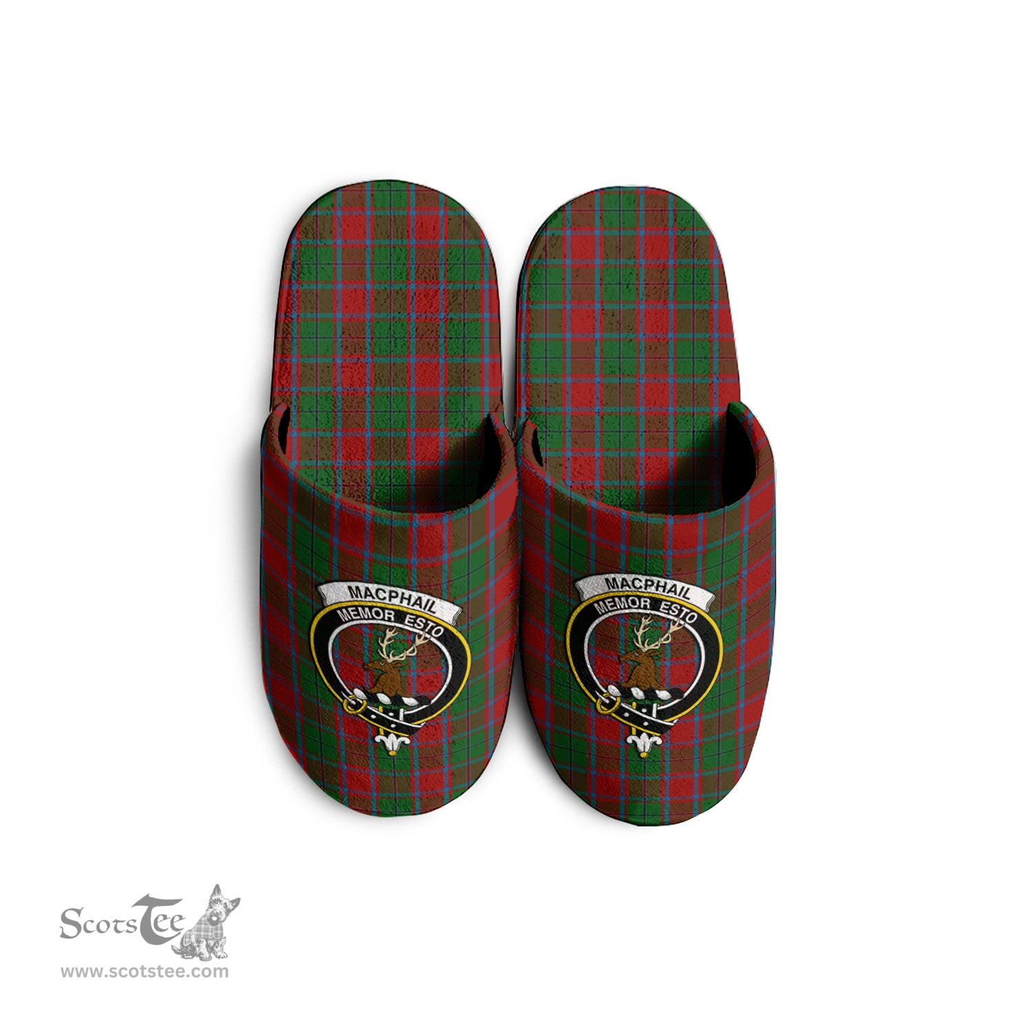 Scottish MacPhail Blue Bands Clan Family Crest Tartan House Slippers